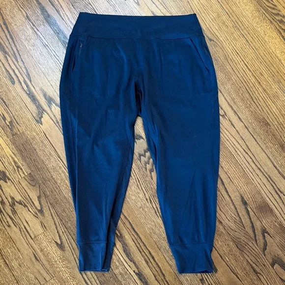 Athleta Women XL High Waist Slim Navy Track Pants Joggers Activewear - Picture 1 of 5